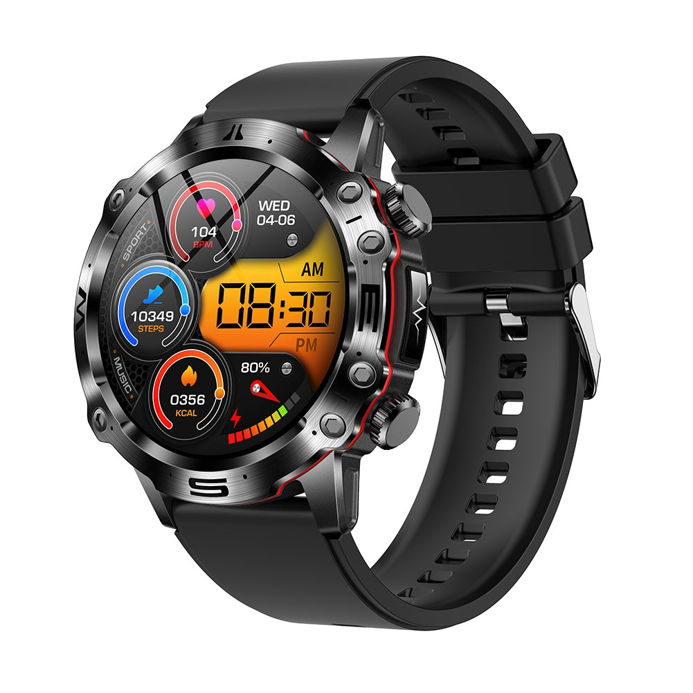 ET482 Smart Watch Answer/Make Calls 1.43 Inch AMOLED Screen IP68 Waterproof Smartwatch Fitness Tracker Black Tape