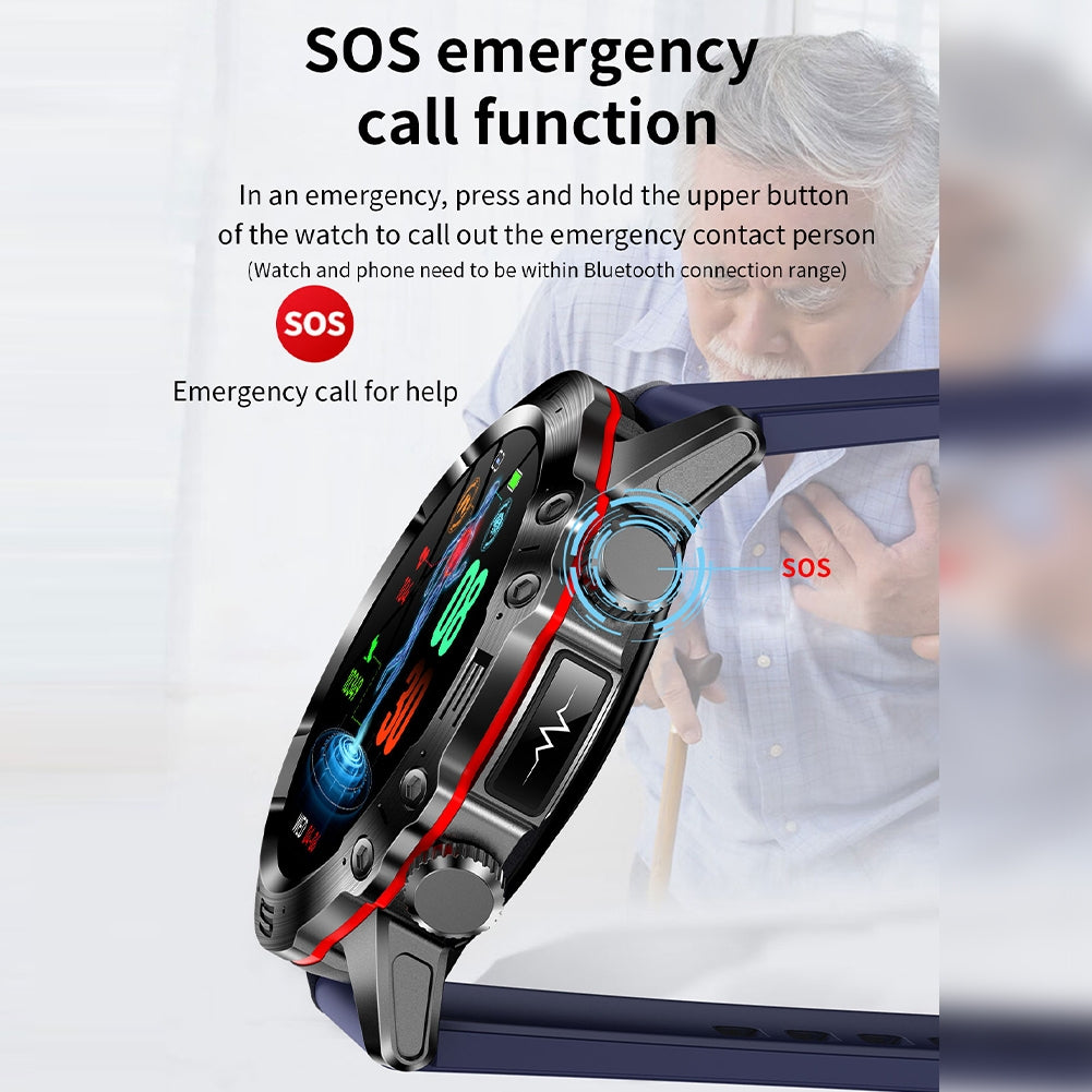 ET482 Smart Watch Answer/Make Calls 1.43 Inch AMOLED Screen IP68 Waterproof Smartwatch Fitness Tracker Black Tape