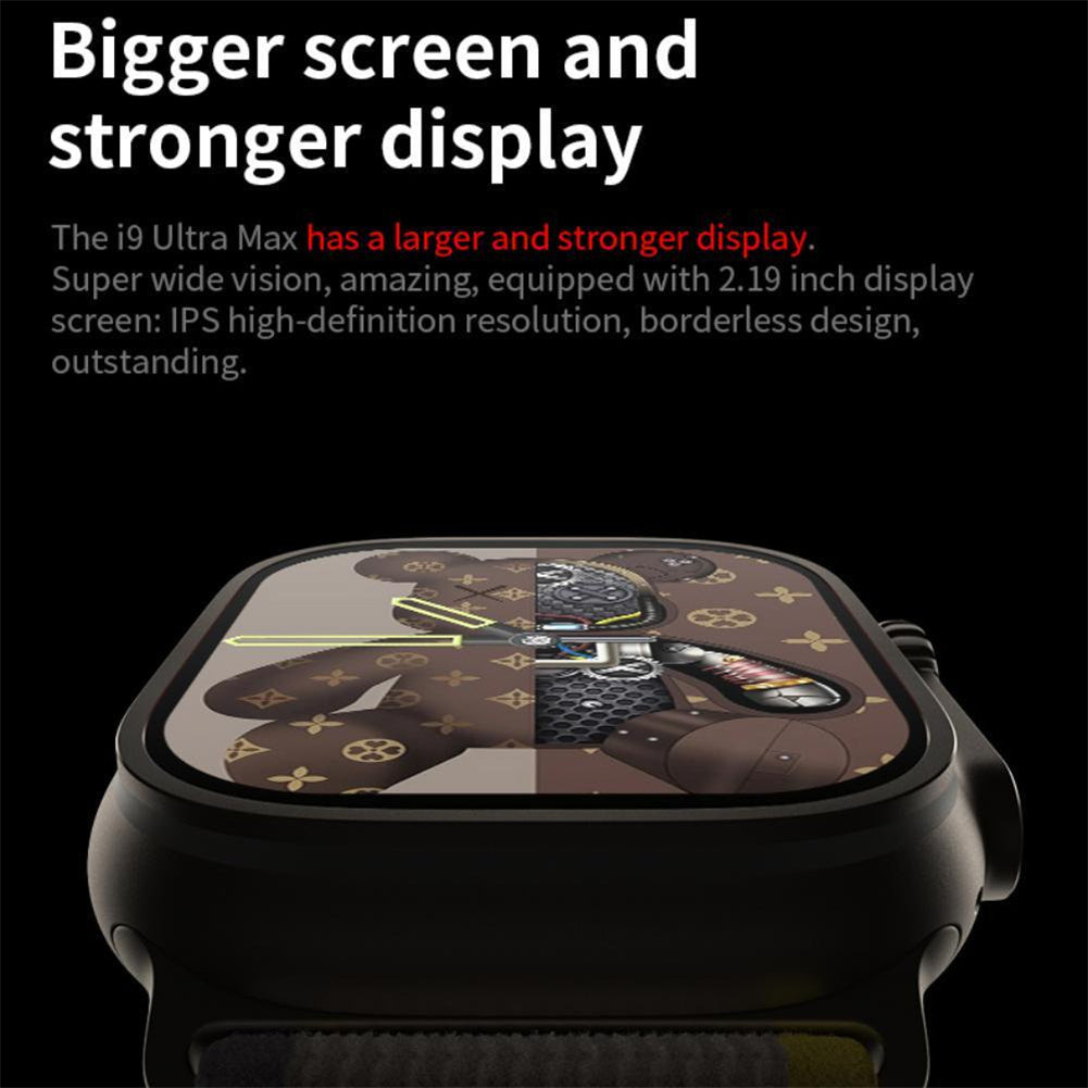 I9 Ultra Max 2.19 Inch Smart Watches Make/Answer Calls Fitness Tracker Heart Rate Blood Oxygen Monitor Watch Yellow