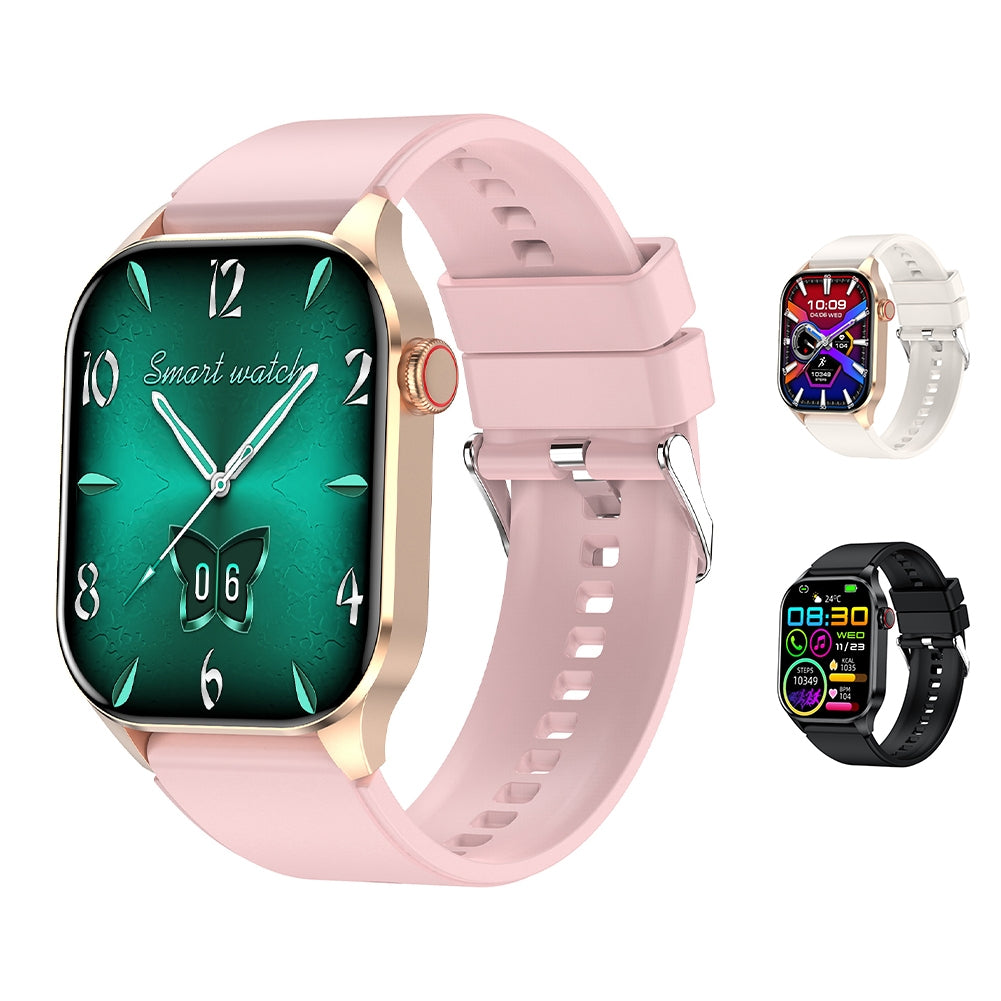 T98 2.04 Inch Smart Watch Blood Oxygen Blood Pressure Heart Rate Sleeping Monitoring for Smart Phones Laptop Pink