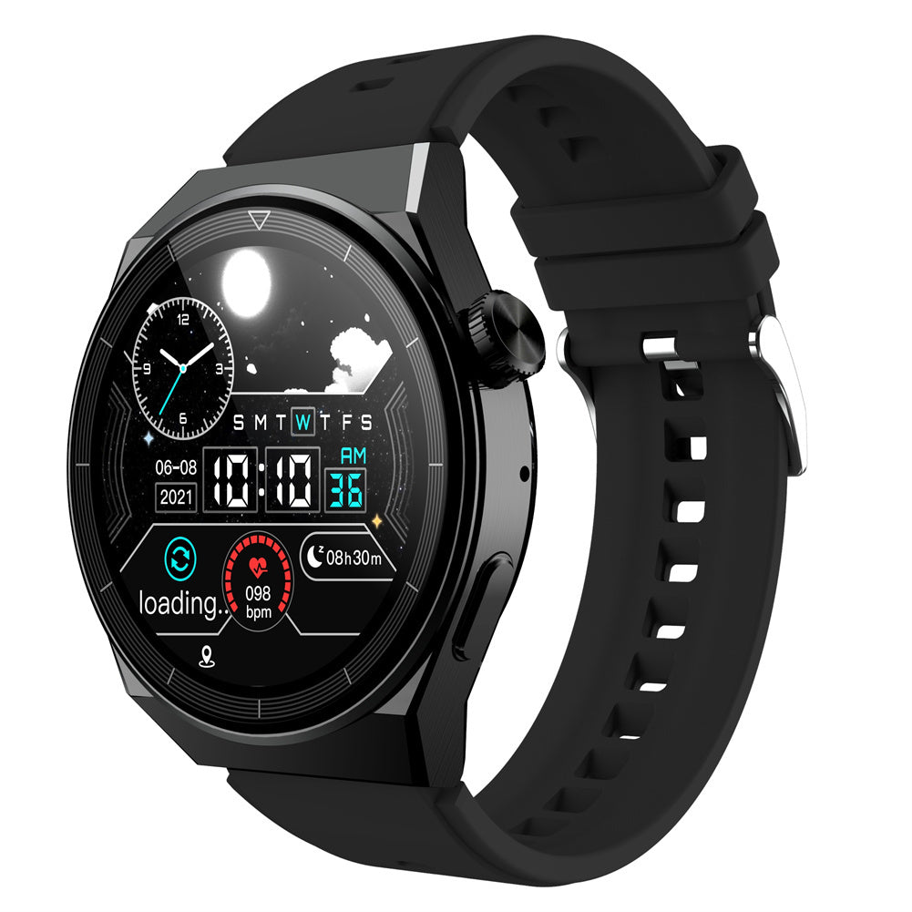 الساعة الذكية W03pro 1.32 بوصة للرد على المكالمات وإجرائها مقاومة للماء مع مراقبة معدل ضربات القلب والنوم والأكسجين في الدم وضغط الدم، لون أسود