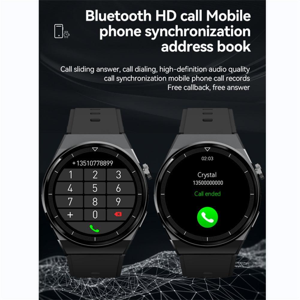 الساعة الذكية W03pro 1.32 بوصة للرد على المكالمات وإجرائها مقاومة للماء مع مراقبة معدل ضربات القلب والنوم والأكسجين في الدم وضغط الدم، لون أسود