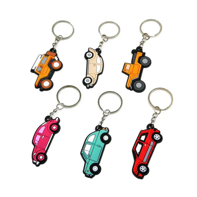 Color: black - 1PCS PVC Key Ring 6 Colors of Car Shape Keychain charms Colorful Key Chain Key Holder Fit Little Boy Gift Kids Toys