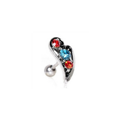 Ornate Leaf Gemmed Cartilage Earring