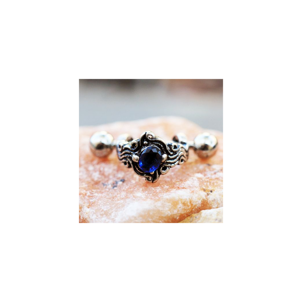 316L Stainless Steel Sapphire Blue Wave Cartilage Cuff Earring