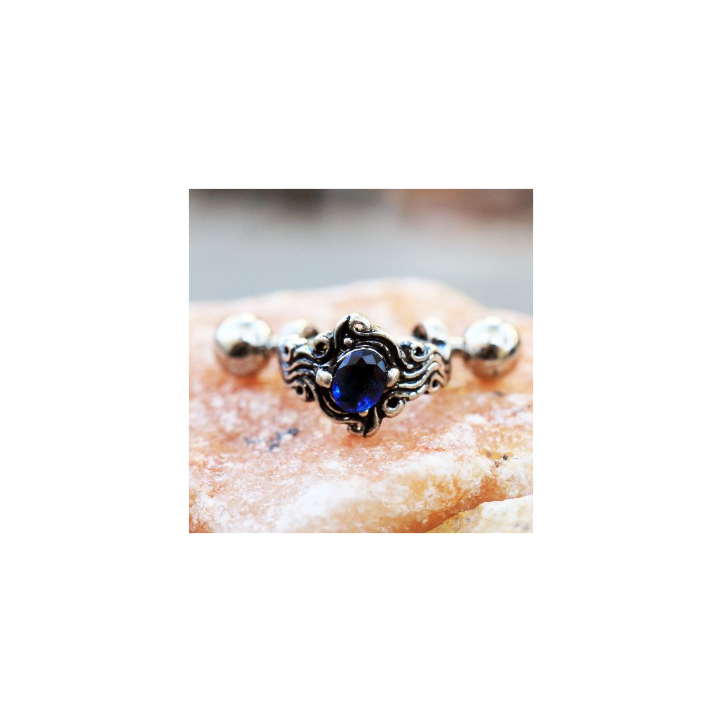 316L Stainless Steel Sapphire Blue Wave Cartilage Cuff Earring