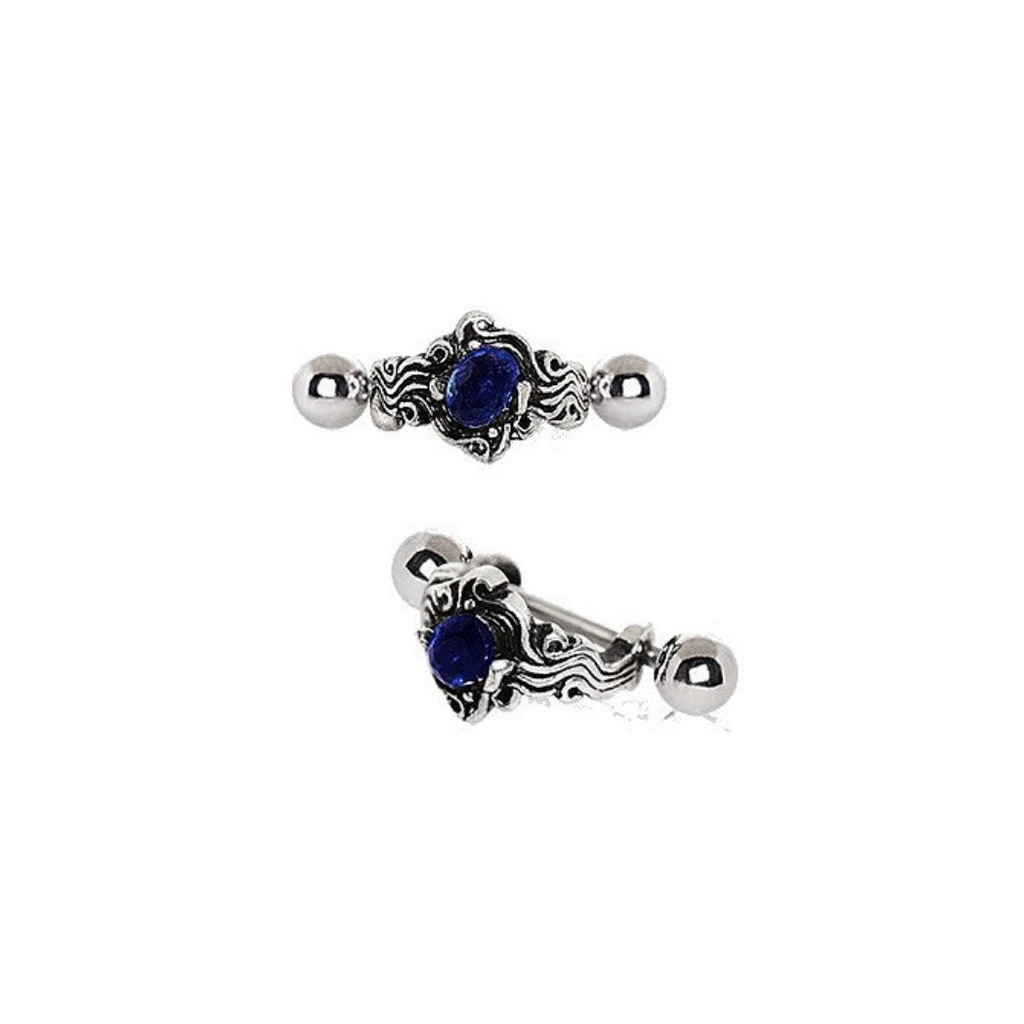 316L Stainless Steel Sapphire Blue Wave Cartilage Cuff Earring
