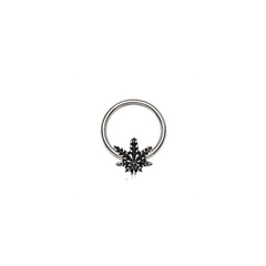 316L Stainless Steel Pot Leaf Snap-in Captive Bead Ring / Septum Ring