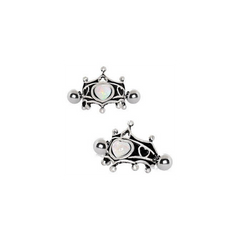 316L Stainless Steel Medieval Design Heart Crown Cartilage Cuff Earring