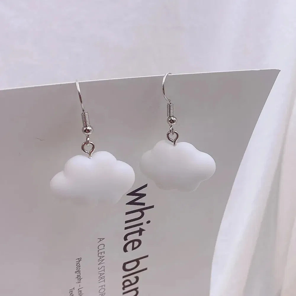 Metal Color: Light Yellow Gold Color - Ultra-Low New Fashion Cute White Cloud Stud Earrings Delicate Mushroom Clouds for Women Girls Ear Jewelry Wholesale Gifts Bear