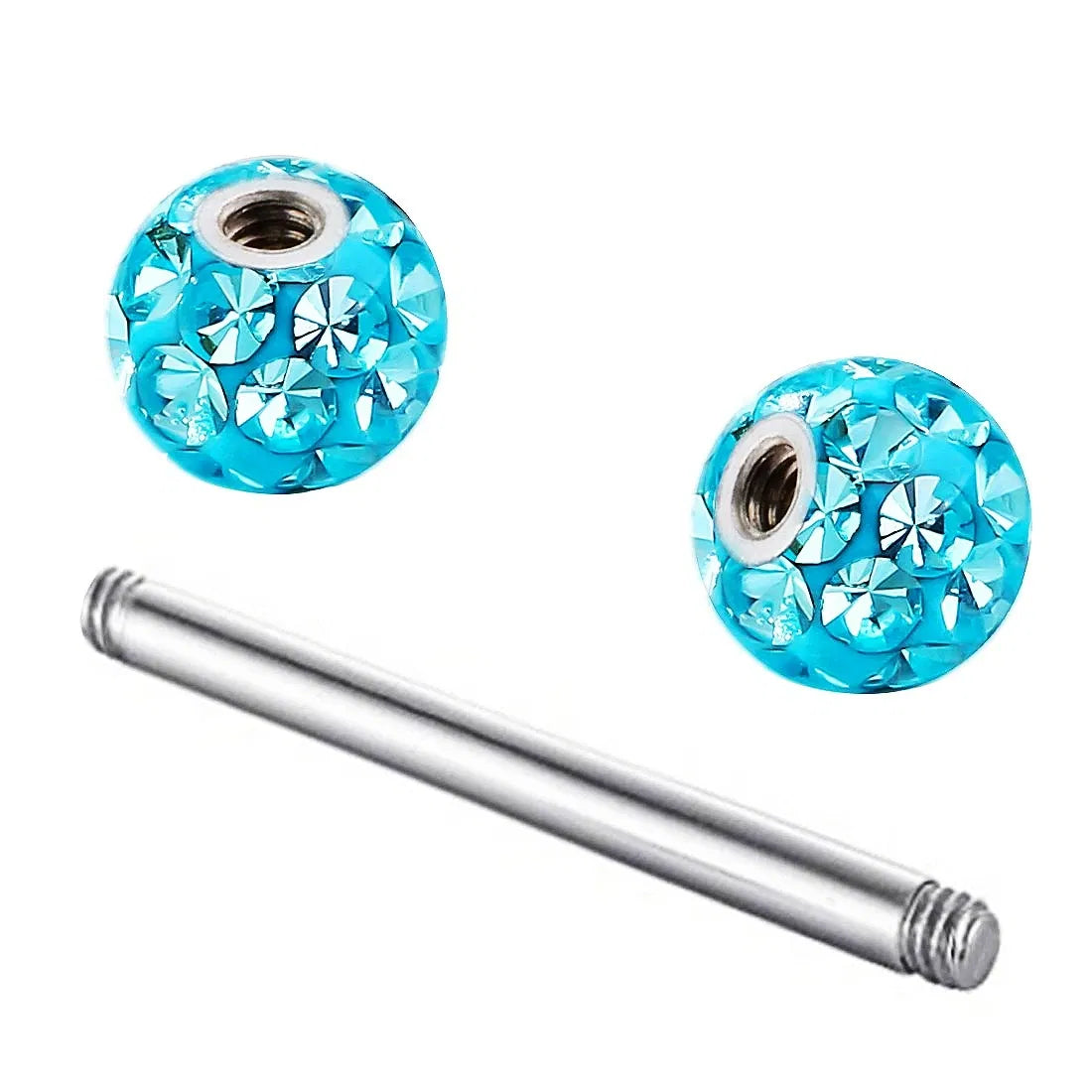 Metal color: Blue, Main Stone Color: WHITE - 16g 1.2mm Coated Crystal Steel Ear Stud Tragus Helix Cartilage 3/4/5mm CZ Ball 6/8/10/12/14mm Bar Barbell Piercing