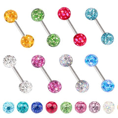 Metal color: Light Yellow Color, Main Stone Color: WHITE - 16g 1.2mm Coated Crystal Steel Ear Stud Tragus Helix Cartilage 3/4/5mm CZ Ball 6/8/10/12/14mm Bar Barbell Piercing
