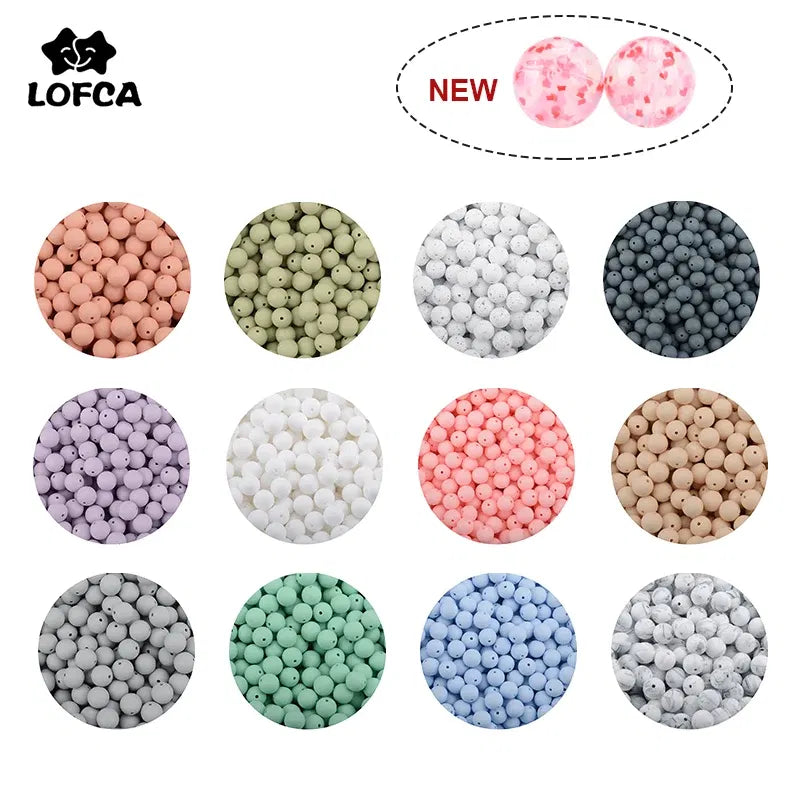 Color: plum, Item Diameter: 12mm - LOFCA 100Pcs/lot 12MM Round Shape Silicone Teething Beads Baby Teether For DIY Nursing Necklace Food Grade Chew Beads