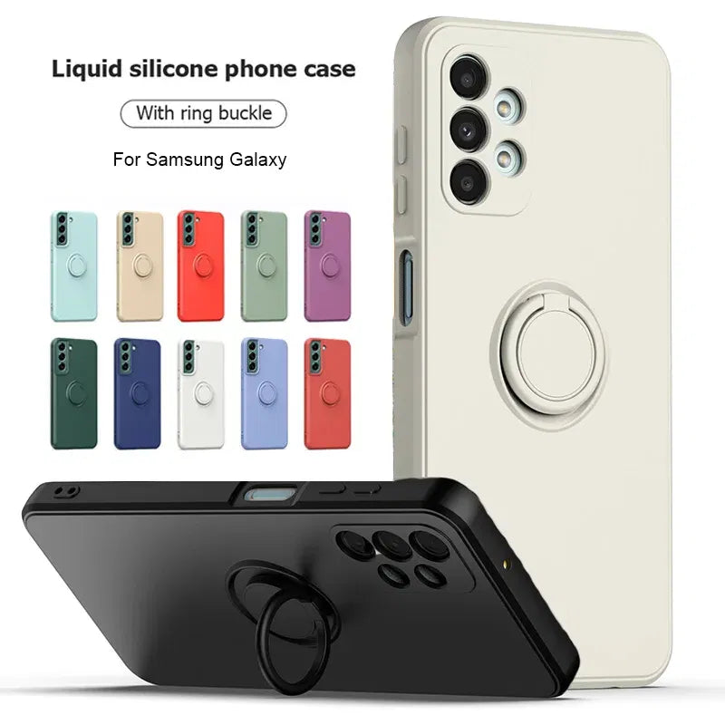 Color: army green, Ships From: CHINA, Material: Silicon - With Ring Holder Phone Case For Samsung Galaxy S25 Ultra S24 S23 S22 S21 Plus A13 A52 A53 A54 TPU Soft Back Cover