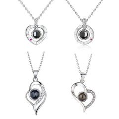 Metal Color: Plating Gun, Length: 50cm, Ships From: CHINA - Heart Projection Photo Necklace Pet Photo Pendant Chain Pet Memorial Gift Anniversary gift Valentine's