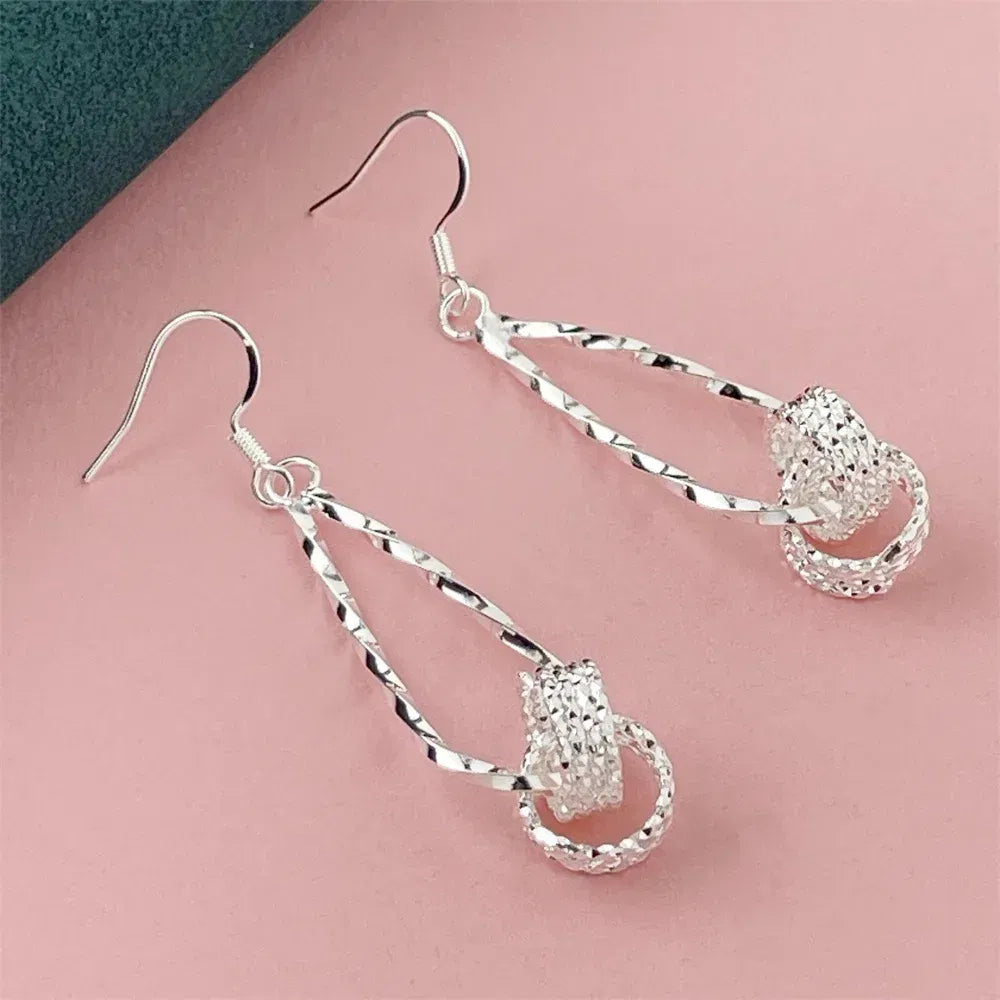 Gem Color: Brown - 925 Silver Heart Shape Earrings Women Exquisite Student Jewelry Accessories