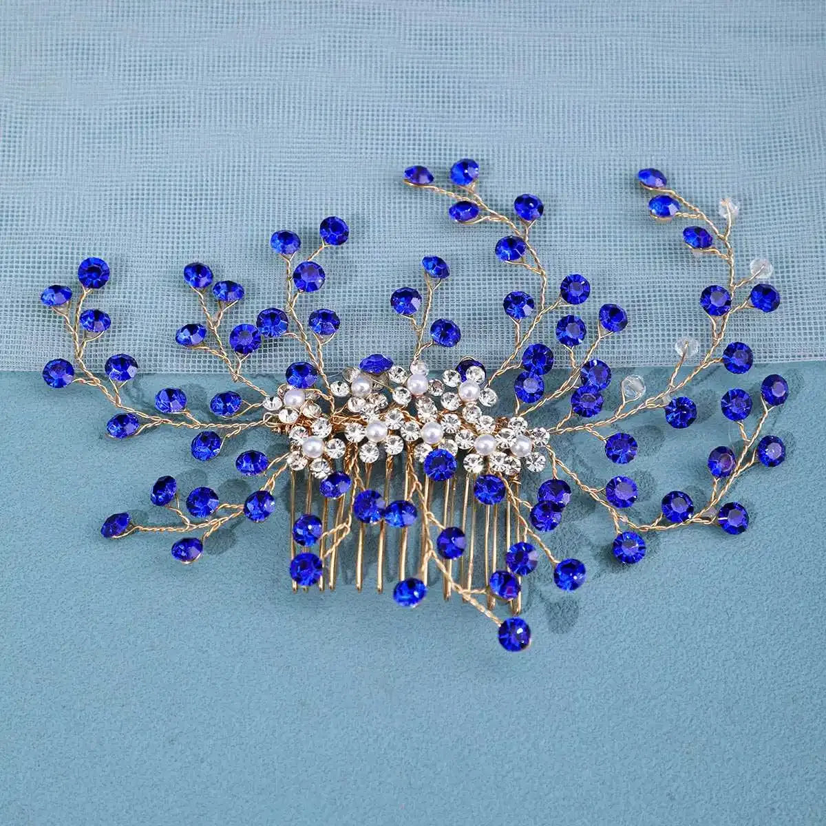 Metal color: Rhodium Plated - Luxury Rhinestone Hair Comb Clip Pin Headband Tiara For Women Party Prom Bridal Wedding Hair Accessories Jewelry Comb Clip Tiara