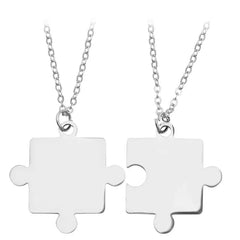 Metal color: Light Yellow Gold Color - 1pair Stainless Steel Classic Puzzle Pendant Necklace Simple Exquisite Jewellery Gift For Friends