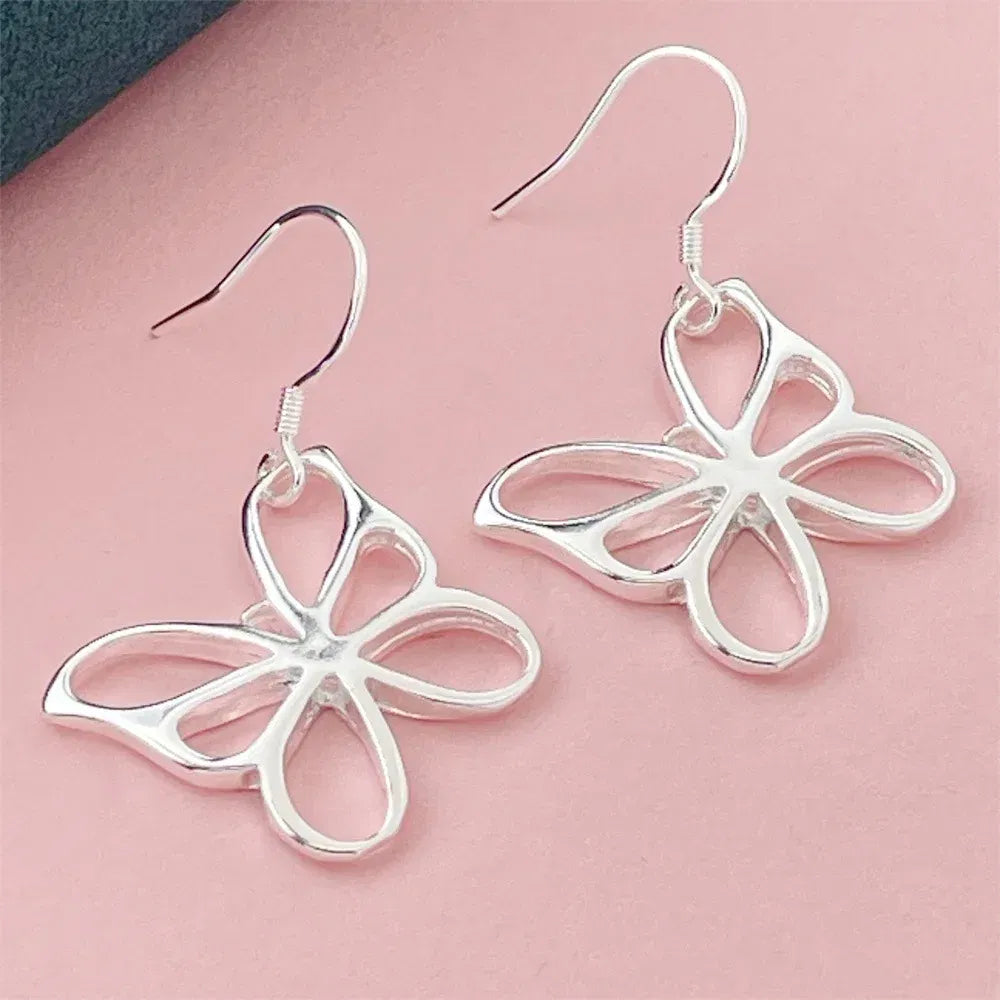 Gem Color: Brown - 925 Silver Heart Shape Earrings Women Exquisite Student Jewelry Accessories