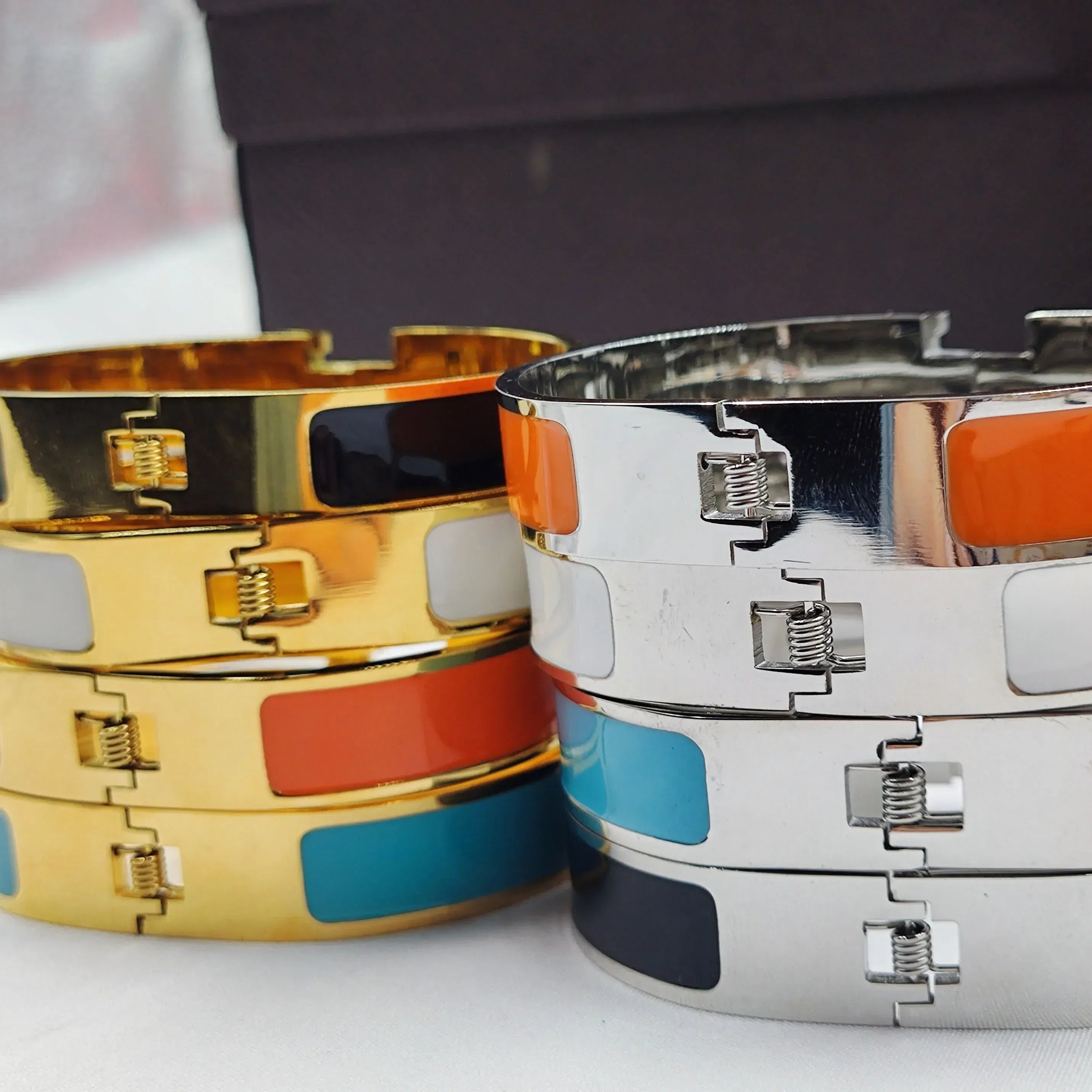 Diameter: 50-52mm, Main Stone Color: Gold, Metal Color: Imitation Rhodium Plated - Bracelet for Women European and American Minimalist Styl Titanium Steel Bracelet Unisex Fashion Accessory Luxury
