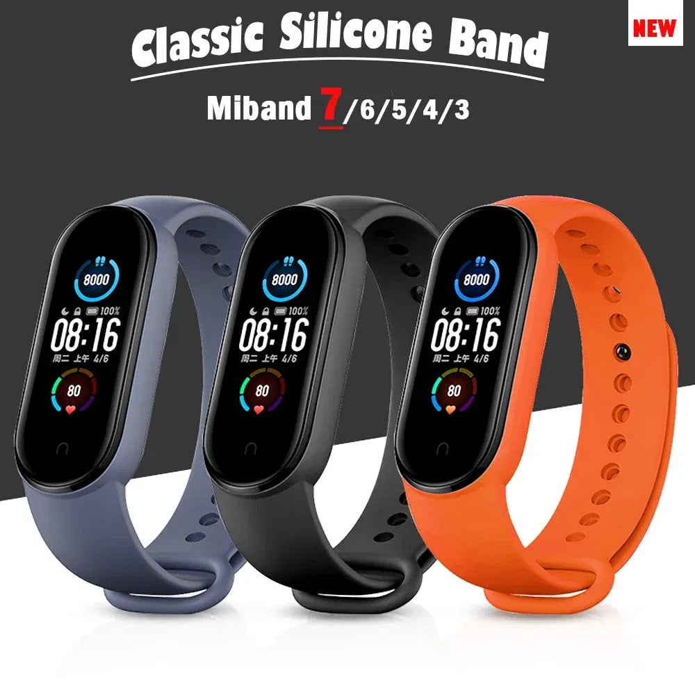 Band Color: Blue White, Band Width: 18mm, Ships From: CHINA - Silicone Watch Strap For Xiaomi Mi Band 7 6 5 4 3 Wristband Bracelet Wrist Straps MiBand 3/4 band5 band6 Smartwatch Accessories