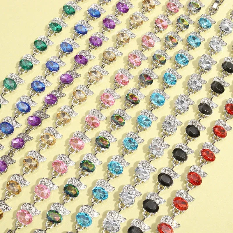 Metal Color: antique silver - Fashion Exquisite Color Crystal Inlaid Ladies Charm Bracelet Engagement Wedding Jewelry