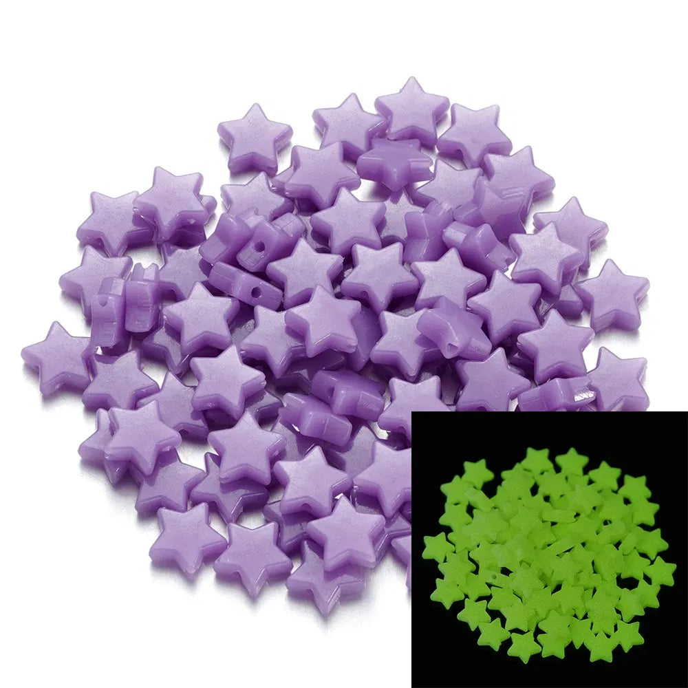 Color: Brown, Item Diameter: 2mm - 50Pcs Luminous Star Beads Heart Shape Acrylic Beads Loose Spacer Beads for Jewelry Making DIY Bracelet Necklace Accessories