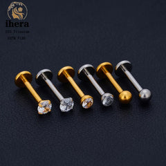 Metal color: Imitation Rhodium Plated, Ships From: CHINA, Main Stone Color: Fluorescent Green - 10PCS G23 Titanium Lip Ring Labret Piercing Stud Earring CZ 16/18/20G Push Pin Ear Tragus Cartilage Helix Conch Pierc?Jewelry