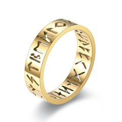 Main Stone Color: silver, Ring Size: 4 - 2023 New Stainless Steel Hollow Out Ring for Men Women Fashion Hollow Rune Design Finger Anillo Antiestres Anxiety Rings