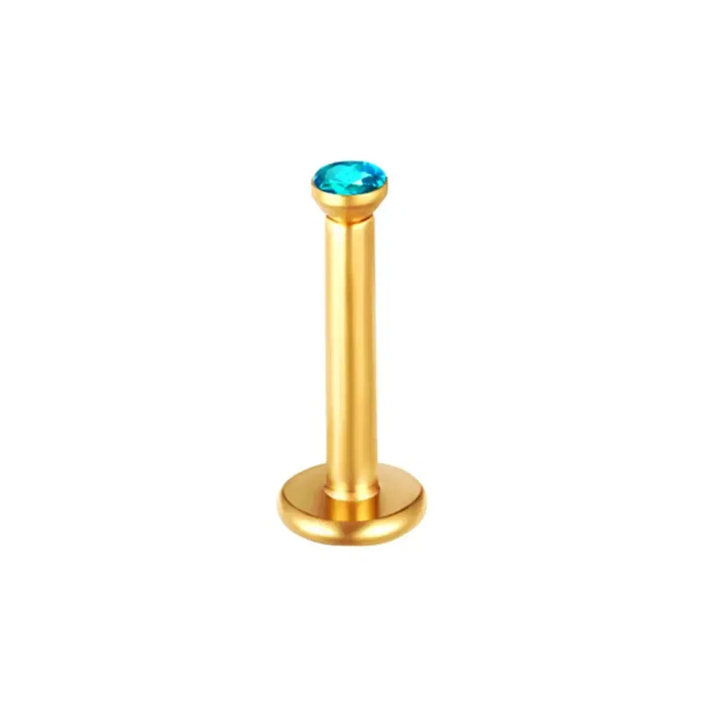 Metal color: ROSE GOLD COLOR - 2X 16g 1.2mm Crystal Steel -Gold- Labret Ring Bar Ear Cartilage Tragus Monroe Lip Nose Stud Internally Threaded Piercing