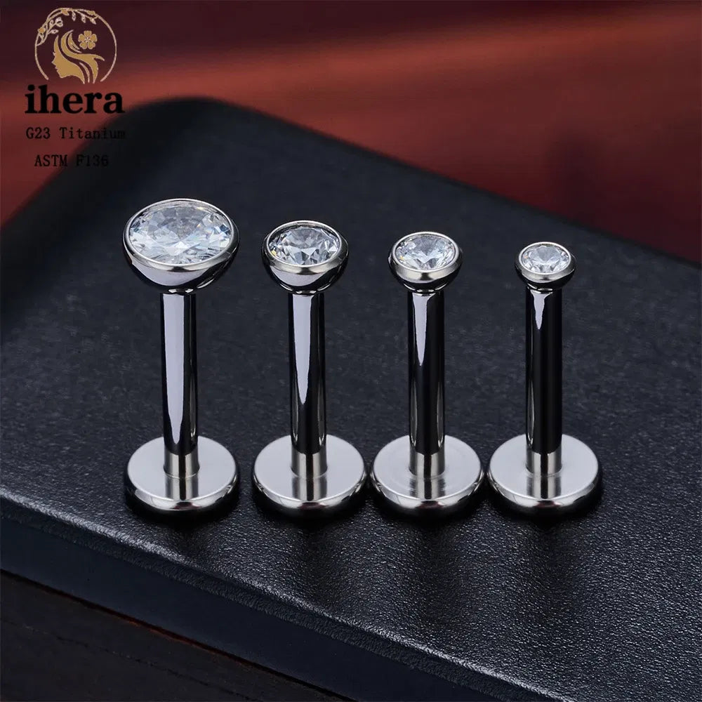 Metal color: Pure Gold Color, Ships From: CHINA, Main Stone Color: Yellow - 10PCS G23 Titanium Labret Piercing Lip Ring 16G F136 Internal Thread Nose Stud Earring Tragus Helix Cartilage Piercing Jewelry