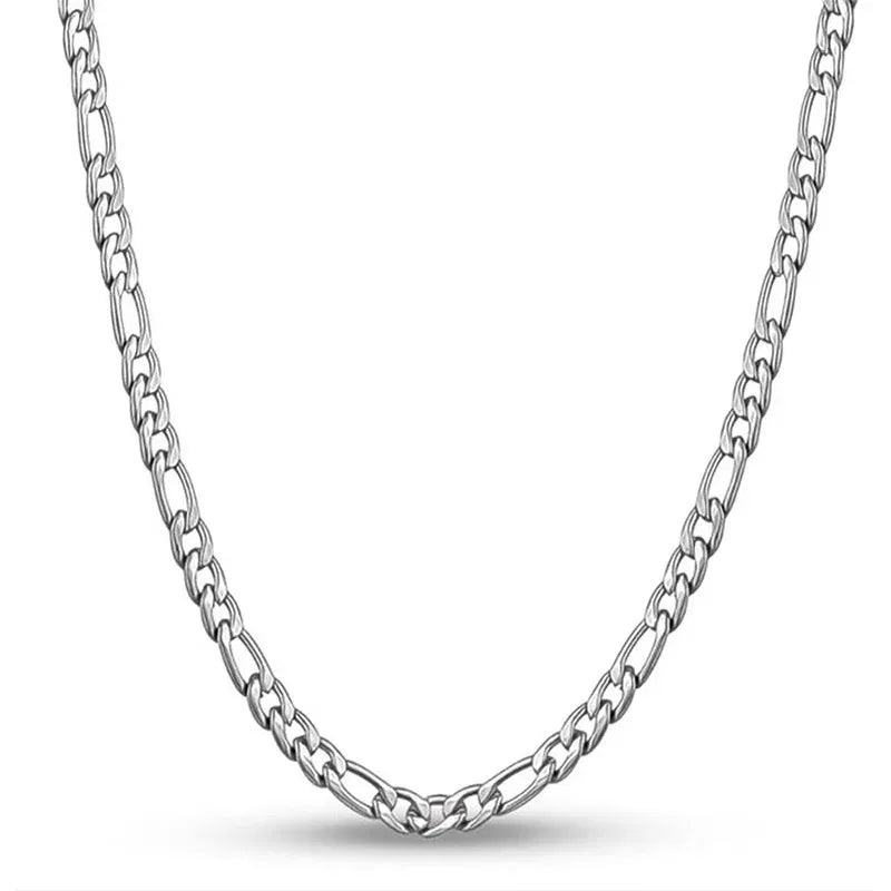 Gem Color: APRICOT, Length: 55cm - 925 Sterling Silver 40-75cm Figaro Chain Necklace Men Women Fashion Simple Chain Wedding Christmas Gift Jewelry Accessories