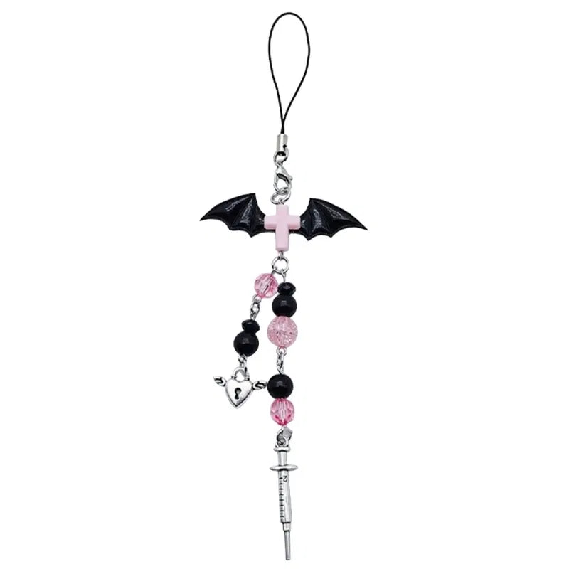 Color: #30 - Goth Y2K Phone Charm Pendant Kawaii-Key Chain For Bag Cute Accessory Women Guitar Strap Lanyard Beaded Keychain Pendant