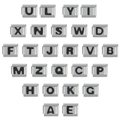Metal Color: cobalt violet - Black 26 Letter 9mm Diy Italian Charm Stainless Steel Bracelet