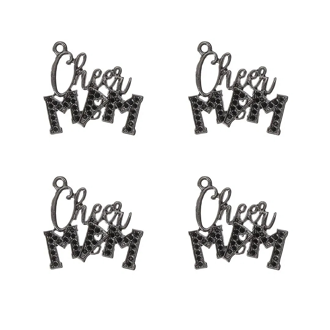 Metal color: SILVER PLATED, Ships From: CHINA - 10pcs Cheer MAM Rhinestone Letter Charms for DIY Bracelet Bangle Making LTC0407-LTC0410
