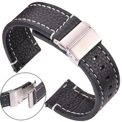 Band Color: BROWN, Band Width: 10mm - Soft Genuine Leather Smart Watch Band 18 20 22 24mm Women Men Cowhide Strap Brown Black Quick Release Watchband Bracelet