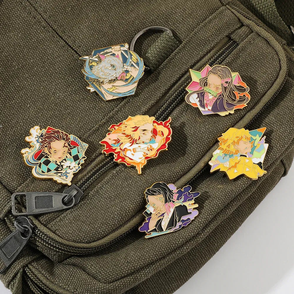 Metal color: ROSE GOLD COLOR, Ships From: CHINA - Anime Demon Slayer Figure Enamel Pins KamadoTanjirou Metal Badge Brooch for Jacket  Accessories for Fans Gifts