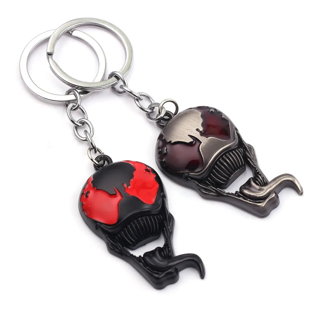 Color: WHITE, Ships From: CHINA - Marvel Villains Hero Venom Mask Metal Keychain Horror Long Tongue Car Pendant Key Holder for Men Jewelry Accessories Keyrings