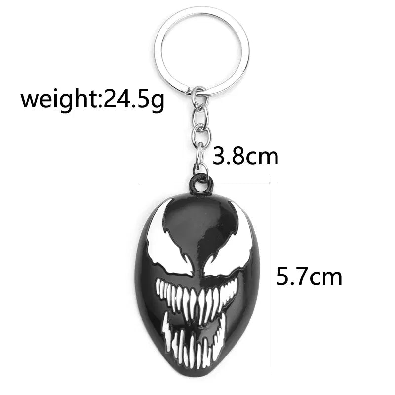 Color: WHITE, Ships From: CHINA - Marvel Villains Hero Venom Mask Metal Keychain Horror Long Tongue Car Pendant Key Holder for Men Jewelry Accessories Keyrings