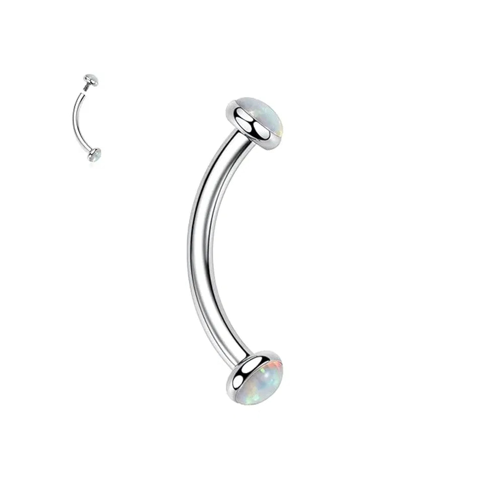 Metal color: Antique Gold Plated, Main Stone Color: black - 3/4/5mm Opal Steel Eyebrow Ring Internally Threaded 6mm -14mm Bar Curved Barbell Monroe Lip Stud Ear Tragus Piercing