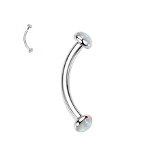 Metal color: Antique Gold Plated, Main Stone Color: GRAY - 3/4/5mm Opal Steel Eyebrow Ring Internally Threaded 6mm -14mm Bar Curved Barbell Monroe Lip Stud Ear Tragus Piercing