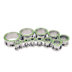 Metal color: Imitation Rhodium Plated, Main Stone Color: black - 2pc Steel Multicolour Crystal Ear Plug Flesh Tunnel 8g ( 3mm ) - 1" ( 25mm ) Gauge Expander Stretcher Screw Fit