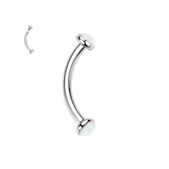 Metal color: Blue Zinc Plated, Main Stone Color: black - 3/4/5mm Opal Steel Eyebrow Ring Internally Threaded 6mm -14mm Bar Curved Barbell Monroe Lip Stud Ear Tragus Piercing