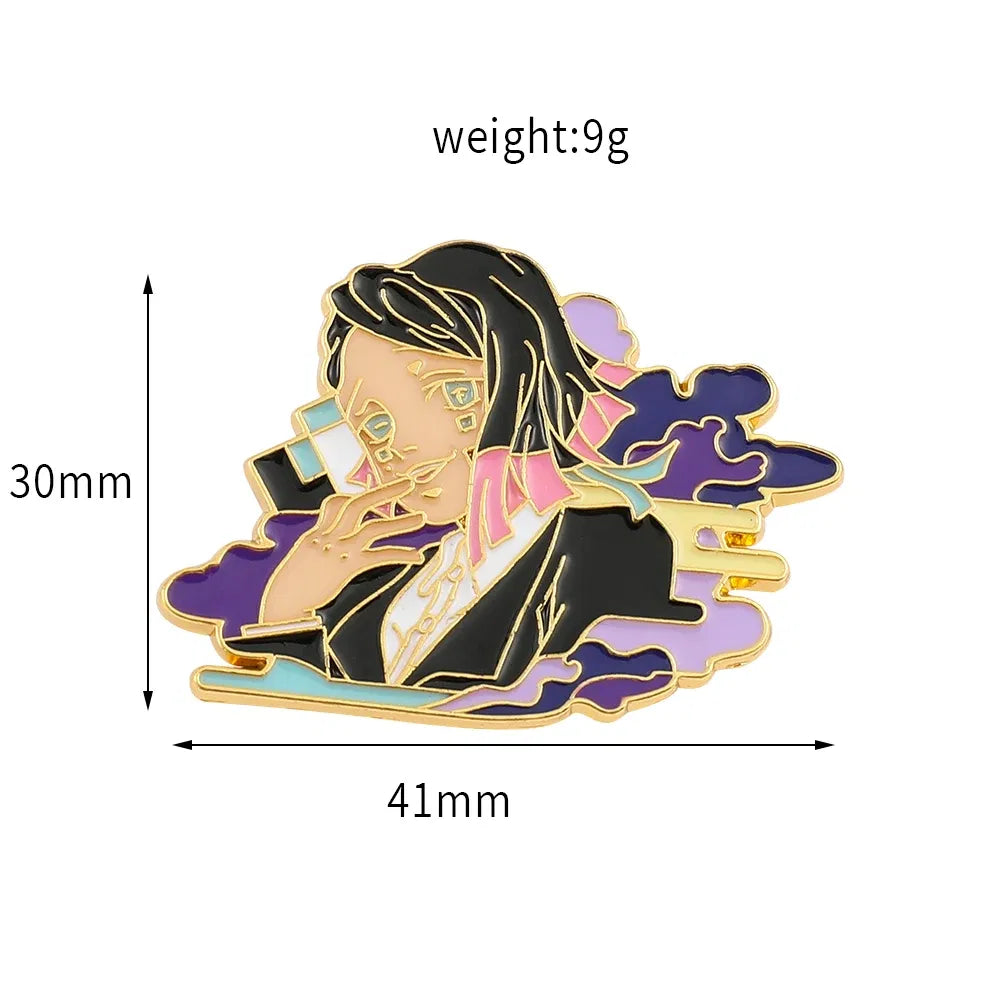 Metal color: ROSE GOLD COLOR, Ships From: CHINA - Anime Demon Slayer Figure Enamel Pins KamadoTanjirou Metal Badge Brooch for Jacket  Accessories for Fans Gifts
