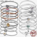 Gem Color: ROYAL BLUE, Length: 20cm - 925 Silver Heart Snake Chain Bracelet For Women Infinite Knot Butterfly Infinity Clasp Femme Bracelet Bangles Jewelry Gift