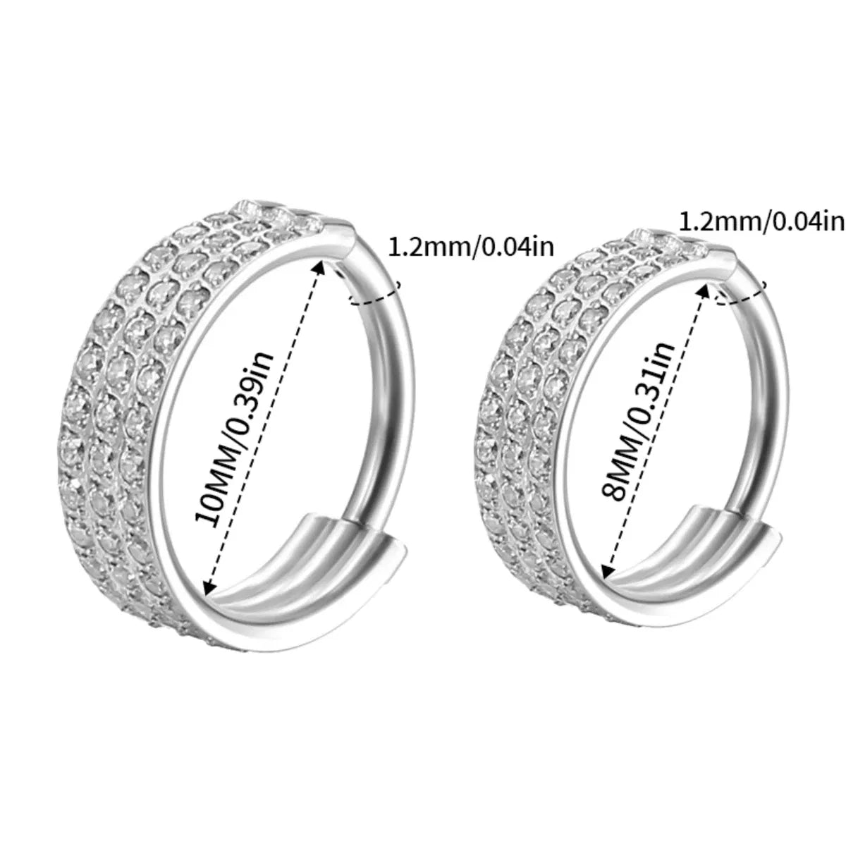 Metal color: Light Yellow Color, Main Stone Color: WHITE - G23 Titanium Piercing Hinged Segment Hoops CZ Stone Nose Rings Ear Cartilage Tragus Helix Earrings Piercing Body Jewelry