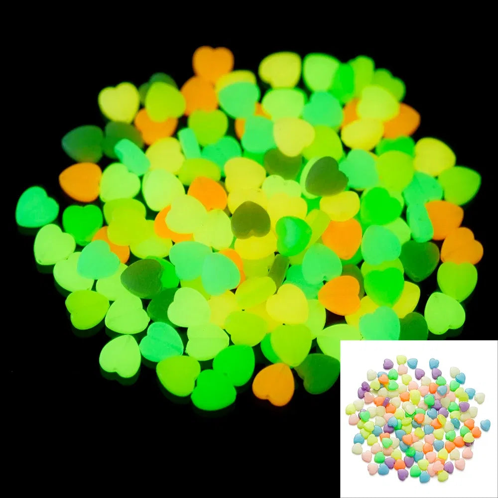 Color: Brown, Item Diameter: 2mm - 50Pcs Luminous Star Beads Heart Shape Acrylic Beads Loose Spacer Beads for Jewelry Making DIY Bracelet Necklace Accessories