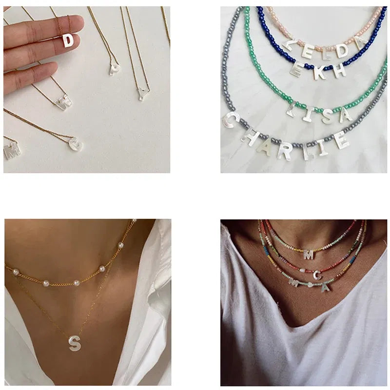 Color: Dark Red - Trend DIY Handmade Vertical Capital Letter Pendant Beads Jewelry Making Accessories Necklace Bracelet Letras Materiales