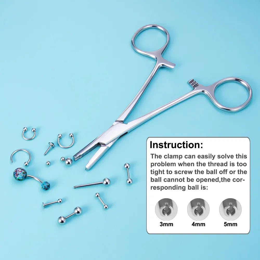 Metal color: Pure Gold Color - Surgical Steel Pliers Body Piercing Tool Forceps Needle Pipe Clamp Tweezers Open Close CBR Ring Plier Ear Belly Nose Pierc Tools