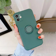 Color: army green, Ships From: CHINA, Material: Silicon - With Ring Holder Phone Case For Samsung Galaxy S25 Ultra S24 S23 S22 S21 Plus A13 A52 A53 A54 TPU Soft Back Cover
